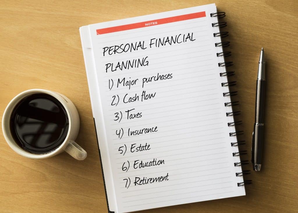 A personal financial planning checklist in a notebook illustrates practical steps for visualization for financial success.