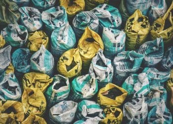 high-angle photography of assorted-color sack lot