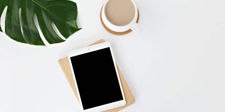 white iPad on white surface