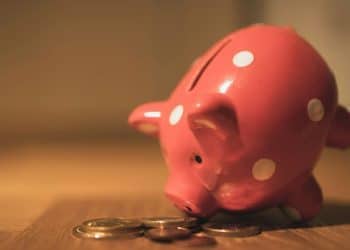 pink pig coin bank on brown wooden table