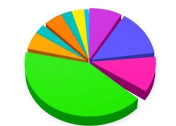 Money pie chart with percentages.